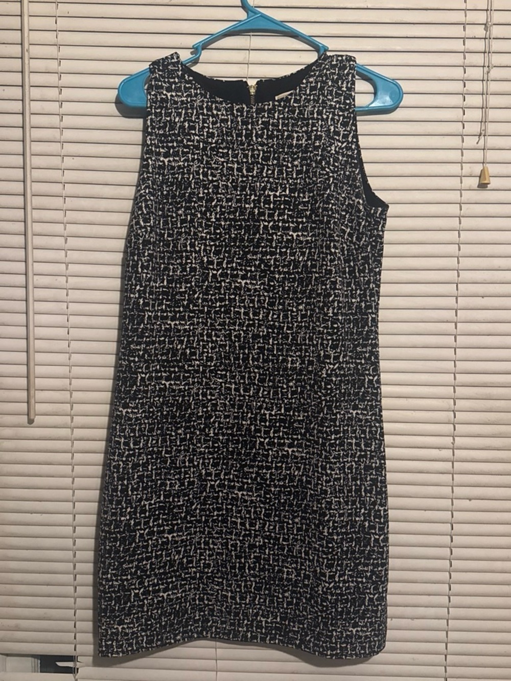 MICHAEL Michael Kors Black and White Tweed Midi Shift Dress